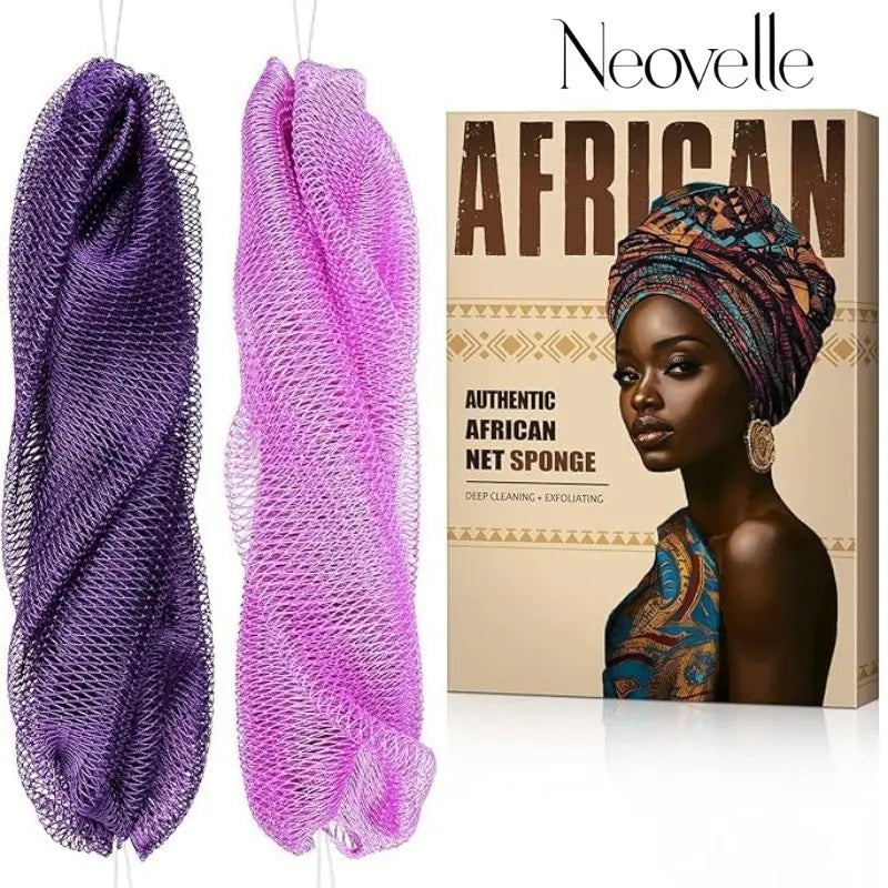 Exfoliating Body Scrub Set – African Mesh Back Scrubber & Sponge