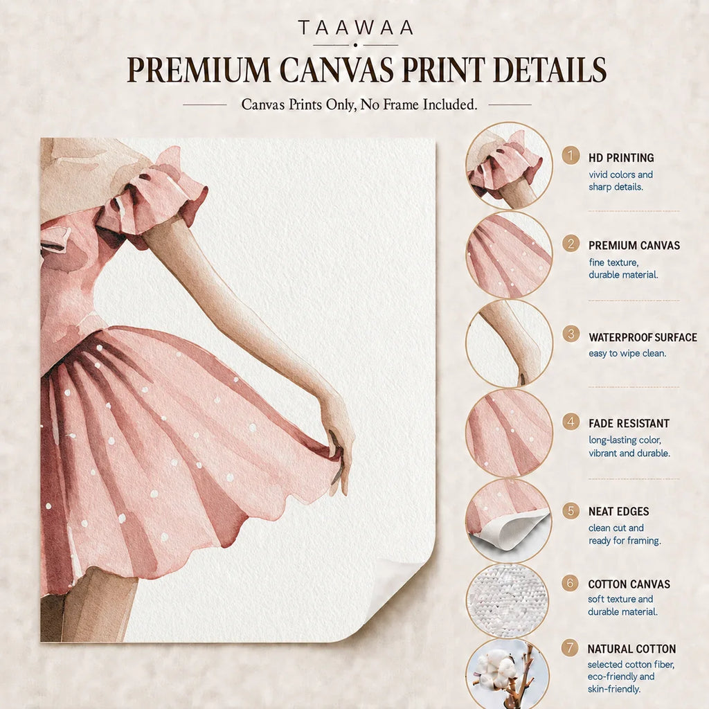 Nordic Ballerina Pink Canvas Wall Art | Girls Bedroom Décor