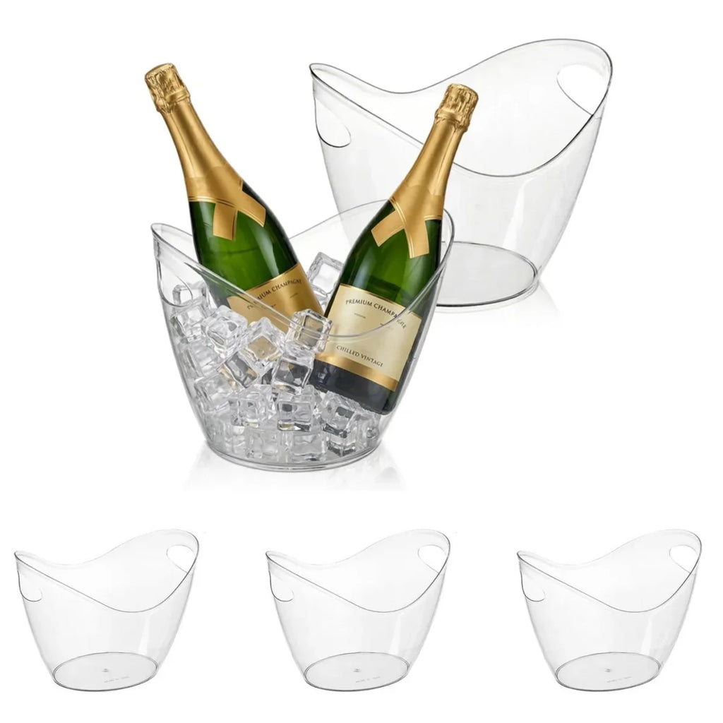 5 PET Unbreakable Ice Bucket Wine Clear Beverage Tub Party Drinks