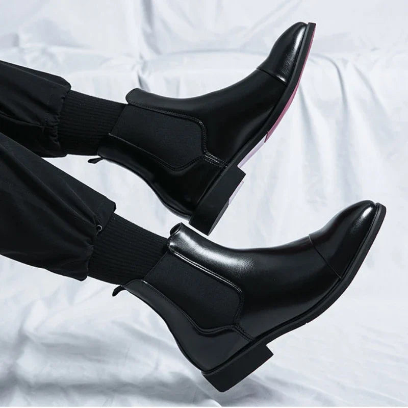 Men's Pointed Toe Chelsea Boots – Red Sole Slip-On Ankle Boot