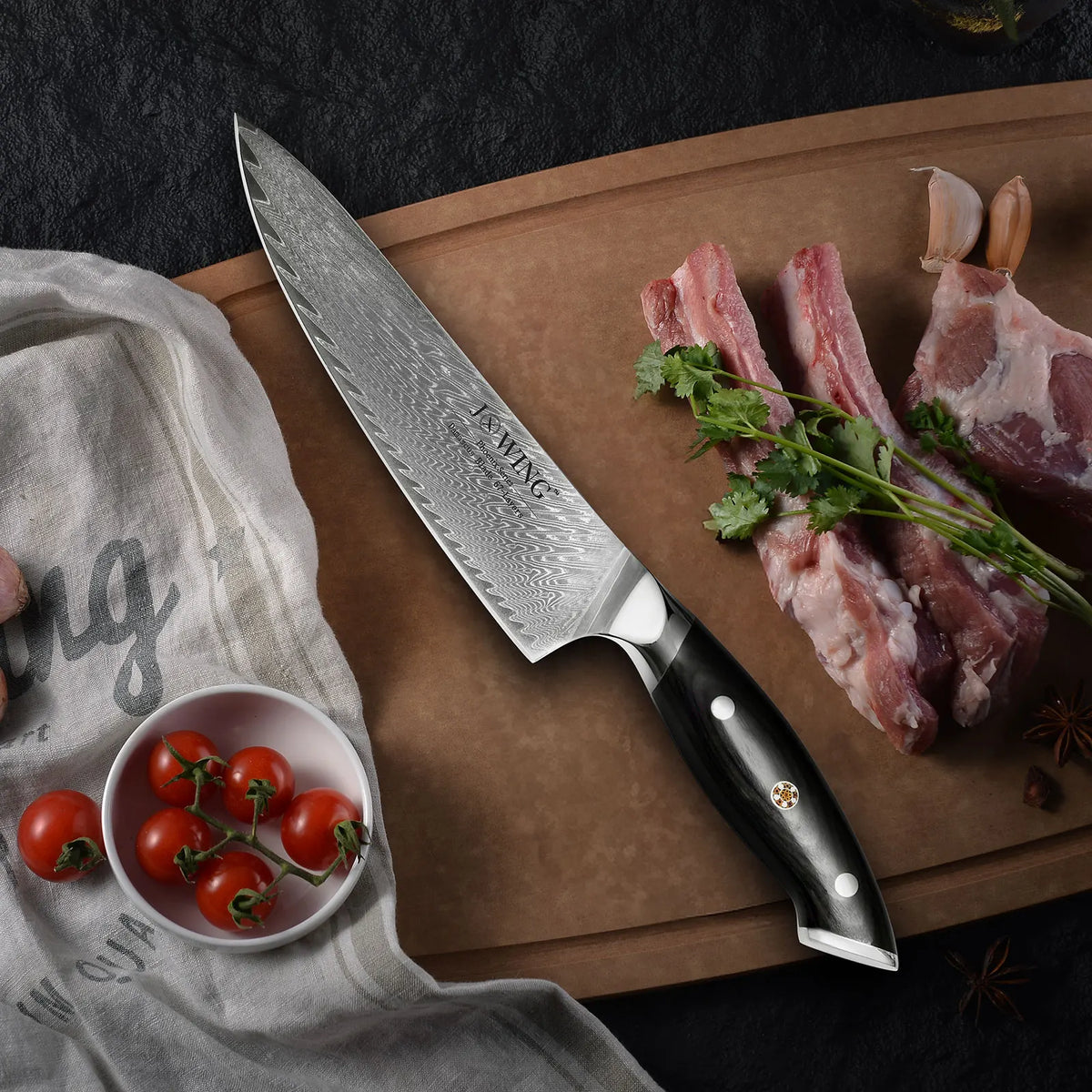 Damascus Steel Chef Knife – Japanese Forged Kitchen Knife Gift Box