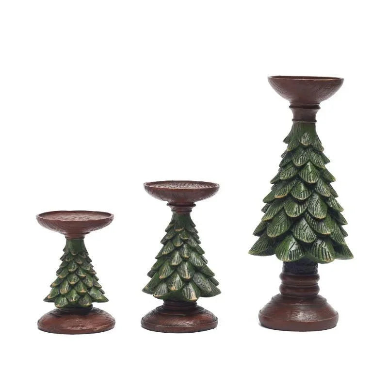 Christmas Tree Candle Holder – Resin Festive Candlestick Decor