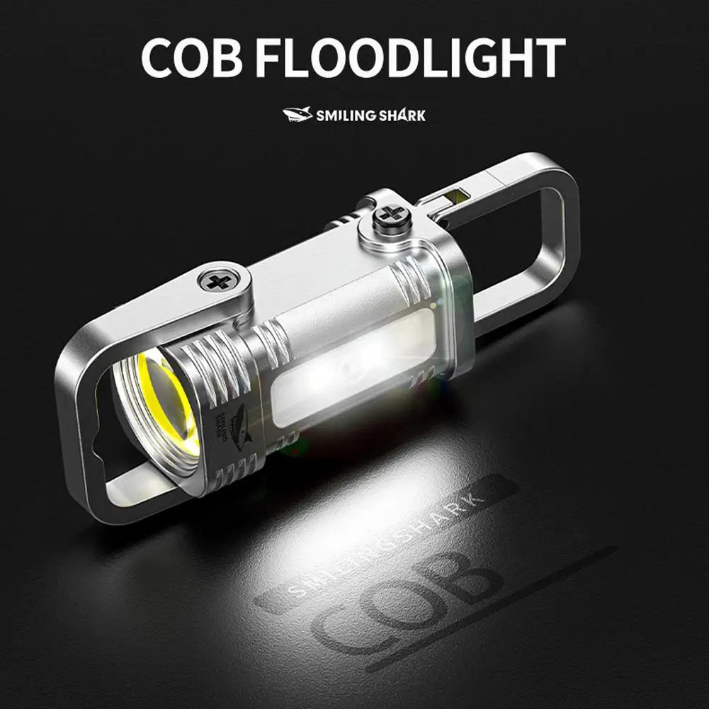 Rechargeable COB Keychain Flashlight – 7-Mode IPX4 Waterproof
