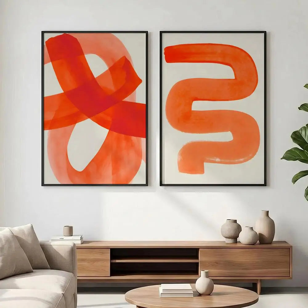 Abstract Mid Century Watercolor Brush Strokes Wall Art Poster