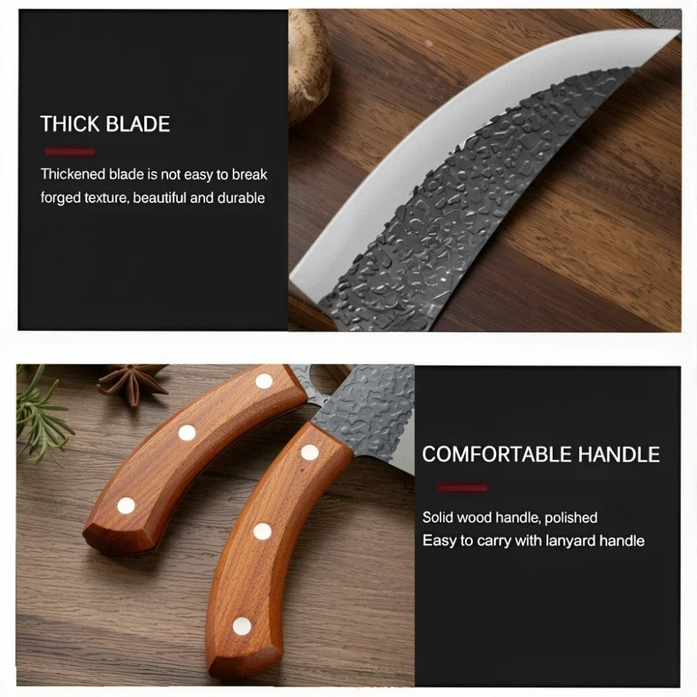 Hand Forged Boning Knife – Stainless Steel & Wooden Handle