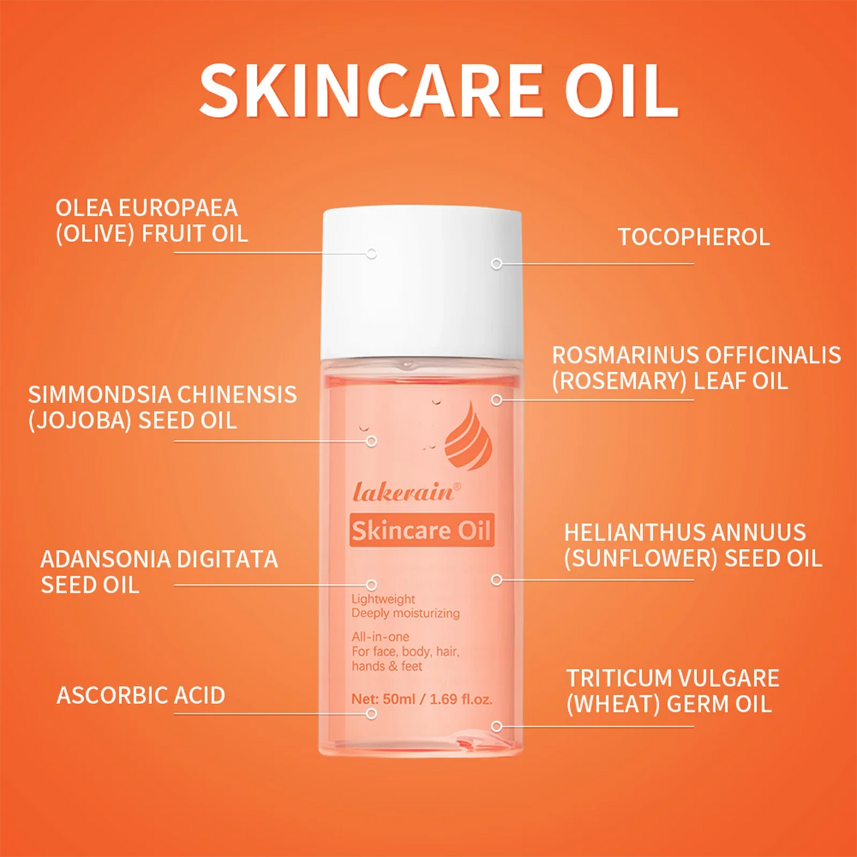 Lakerain Bio Skincare Oil – Vitamin A & E Face & Body Moisturizer