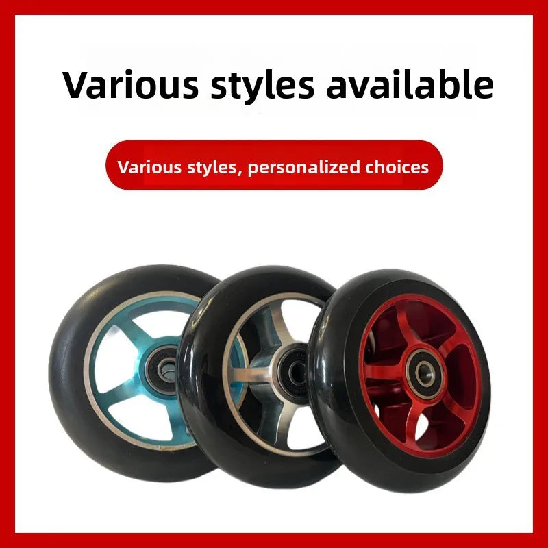 100mm Scooter Wheels with Bearings – Aluminum PU 2-Pack