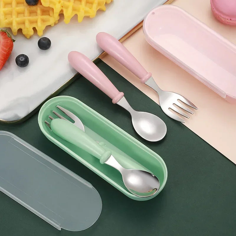 3-Piece Kids Stainless Steel Cutlery Set – Spoon, Fork & Box