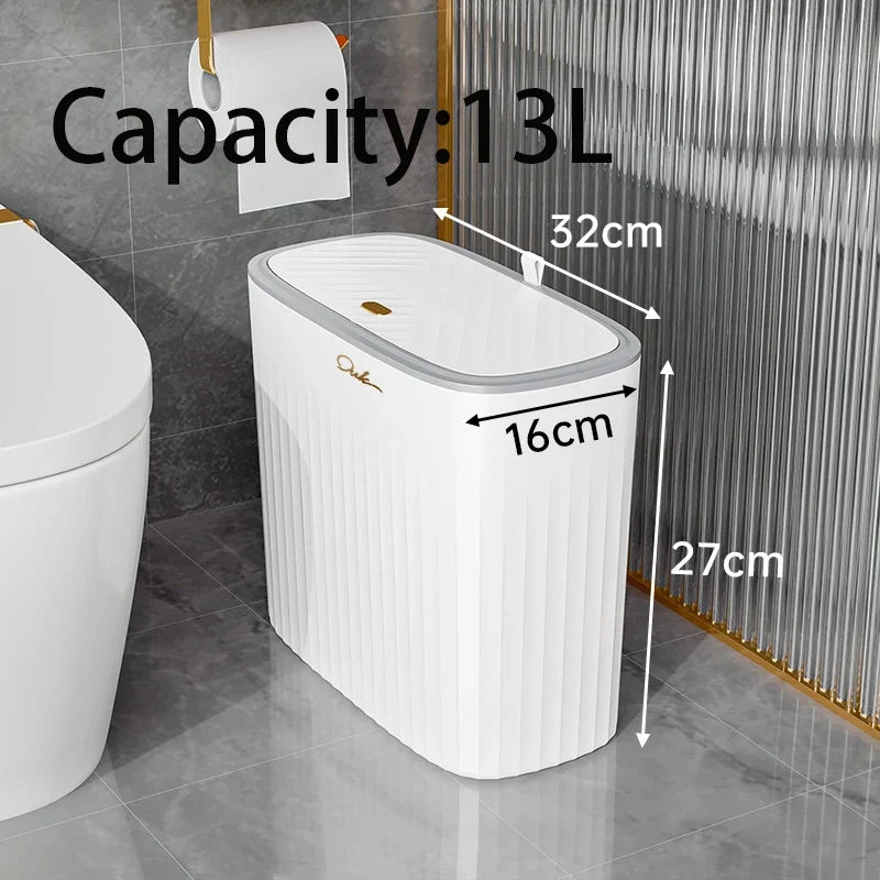 Narrow Shape Press Ring Trash Can Lid Bathroom Gap Highlighting