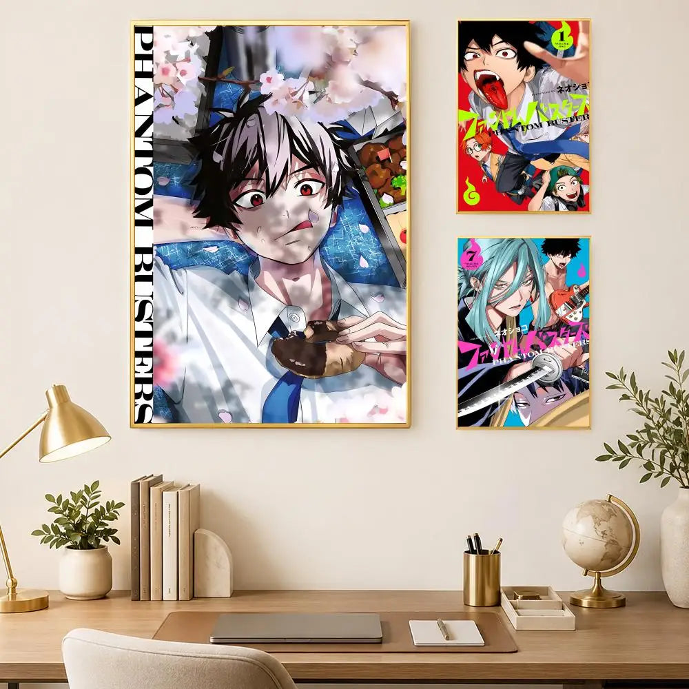 Manga Phantom Busters Self-Stick HD Wall Art Poster | Waterproof