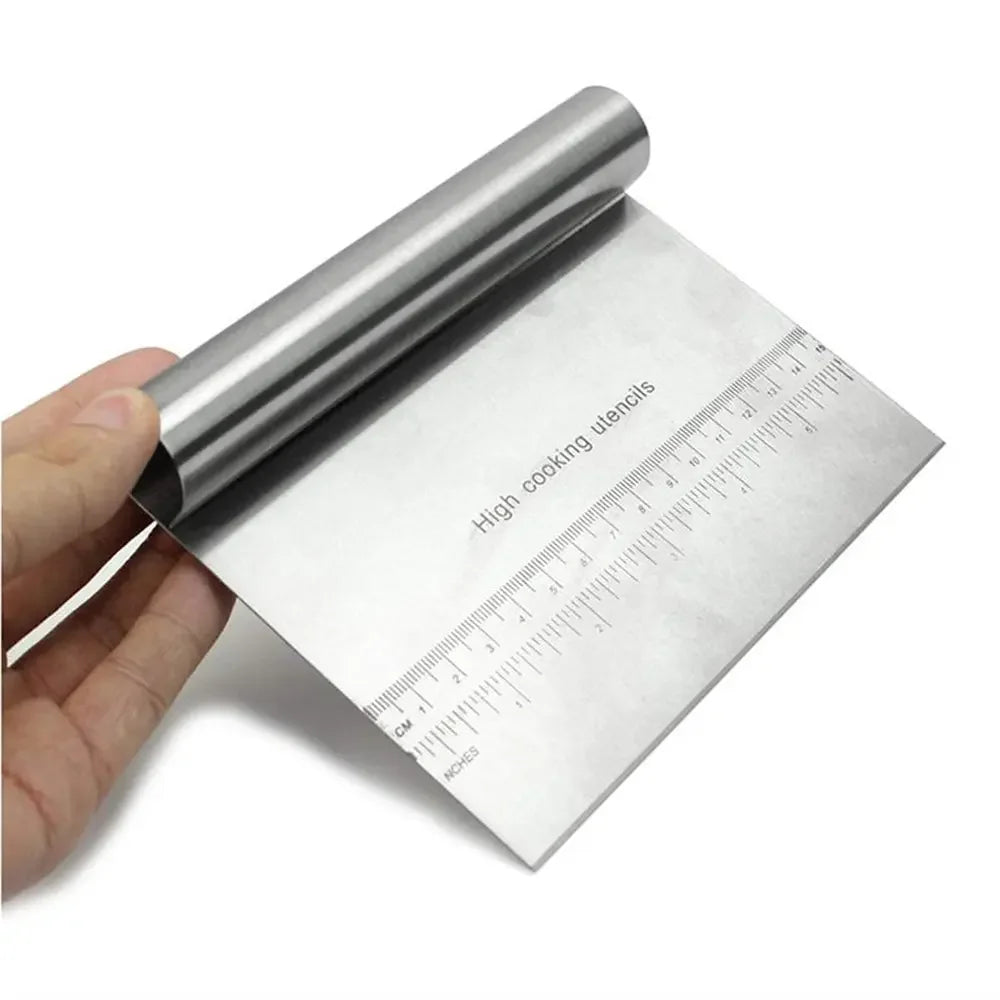 Stainless Steel Dough Scraper & Pizza Cutter with Measuring Scale