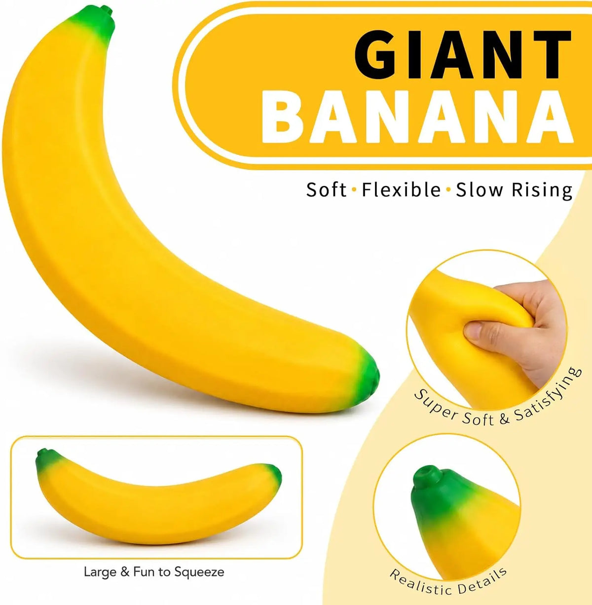 45CM Giant Squishy Banana Toy – Slow Rising Fidget Desk Gift