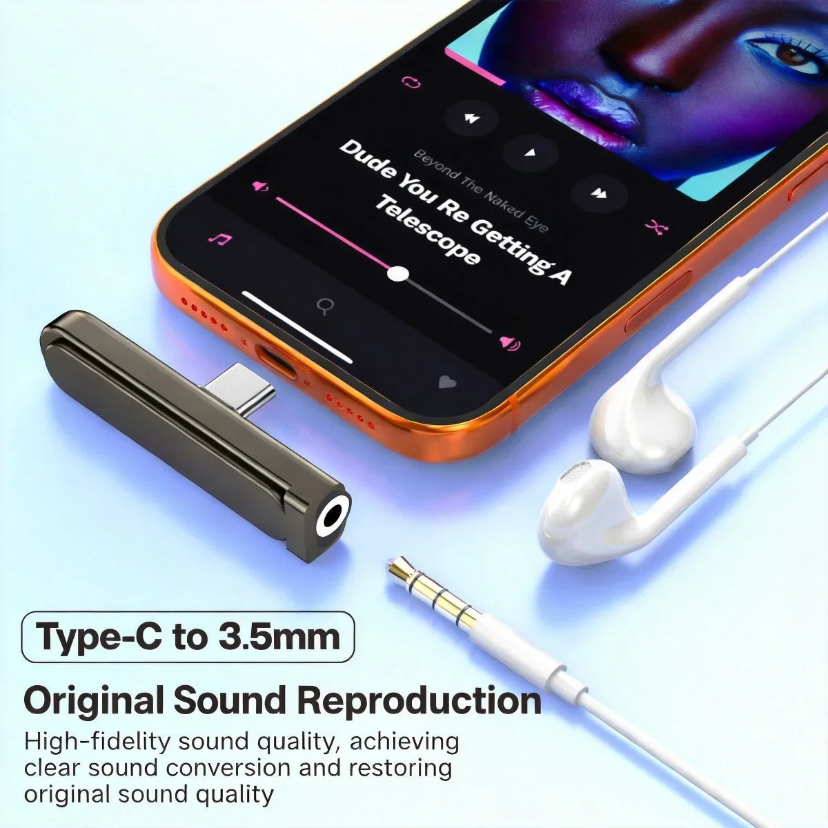 USB-C to 3.5mm HiFi DAC Audio Adapter + Foldable Phone Stand