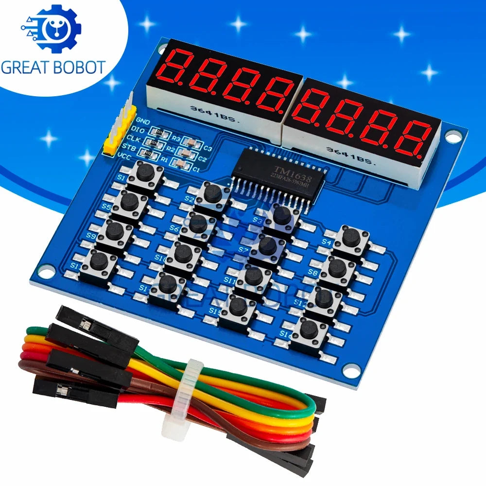 TM1638 8-Digit LED Display 16-Key Module for Arduino