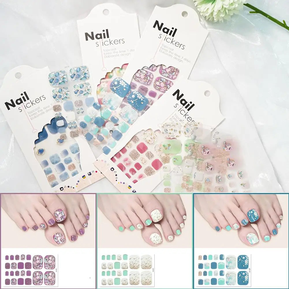 22-Pc Glitter Toe Nail Stickers – French Toenail Wraps DIY