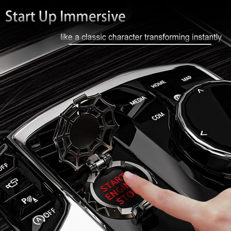 Spider Web Push Start Button Cover | Anti-Scratch Car Ignition Decor