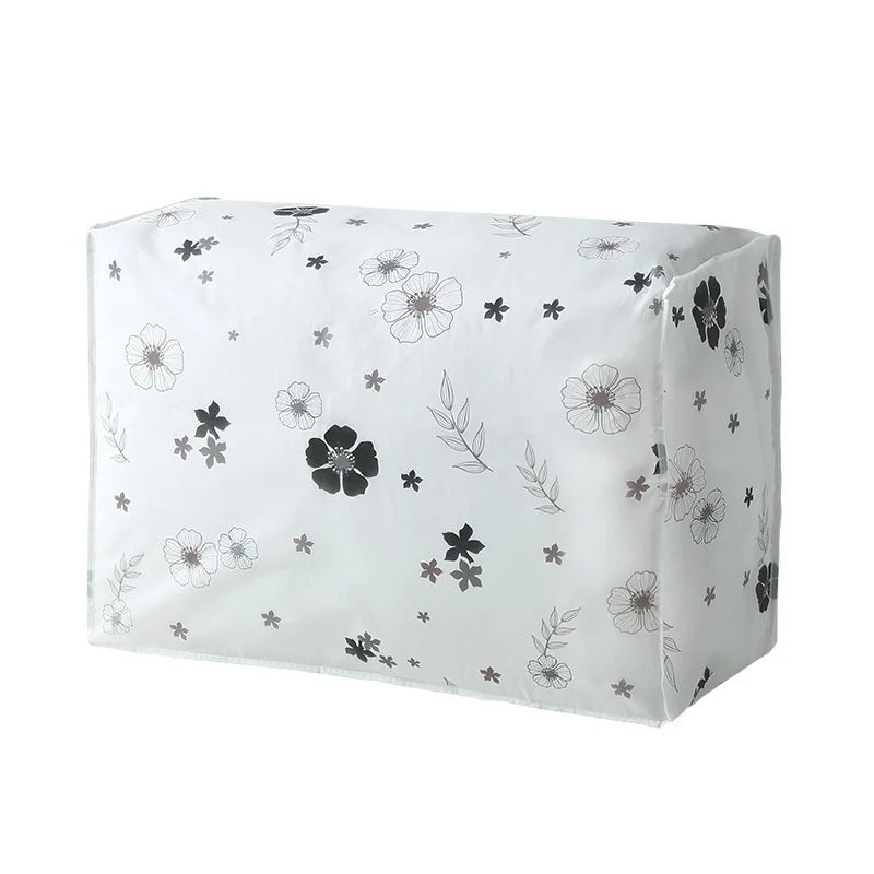 Foldable Quilt Storage Bag – Feather Print Blanket Organizer