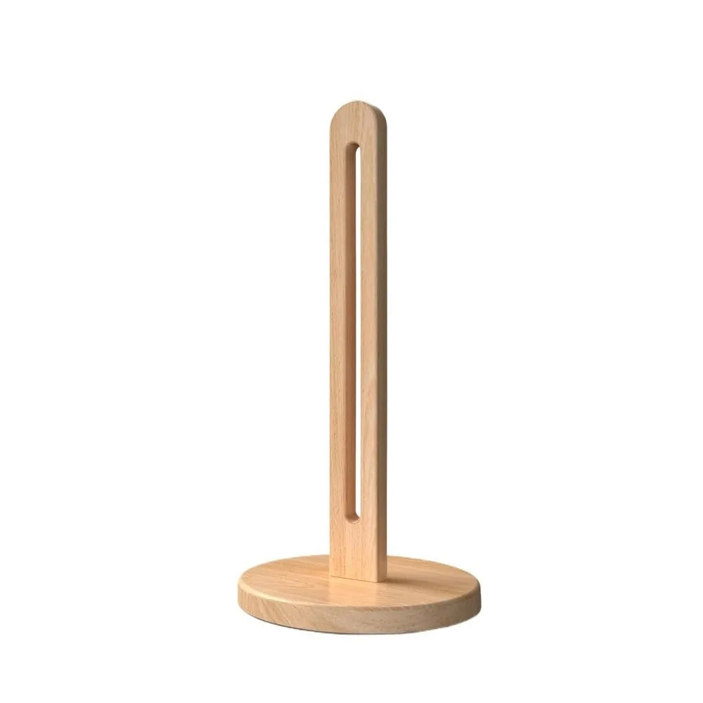 Wooden Vertical Tissue Stand Non Slip Base Countertop Roll Paper Rack