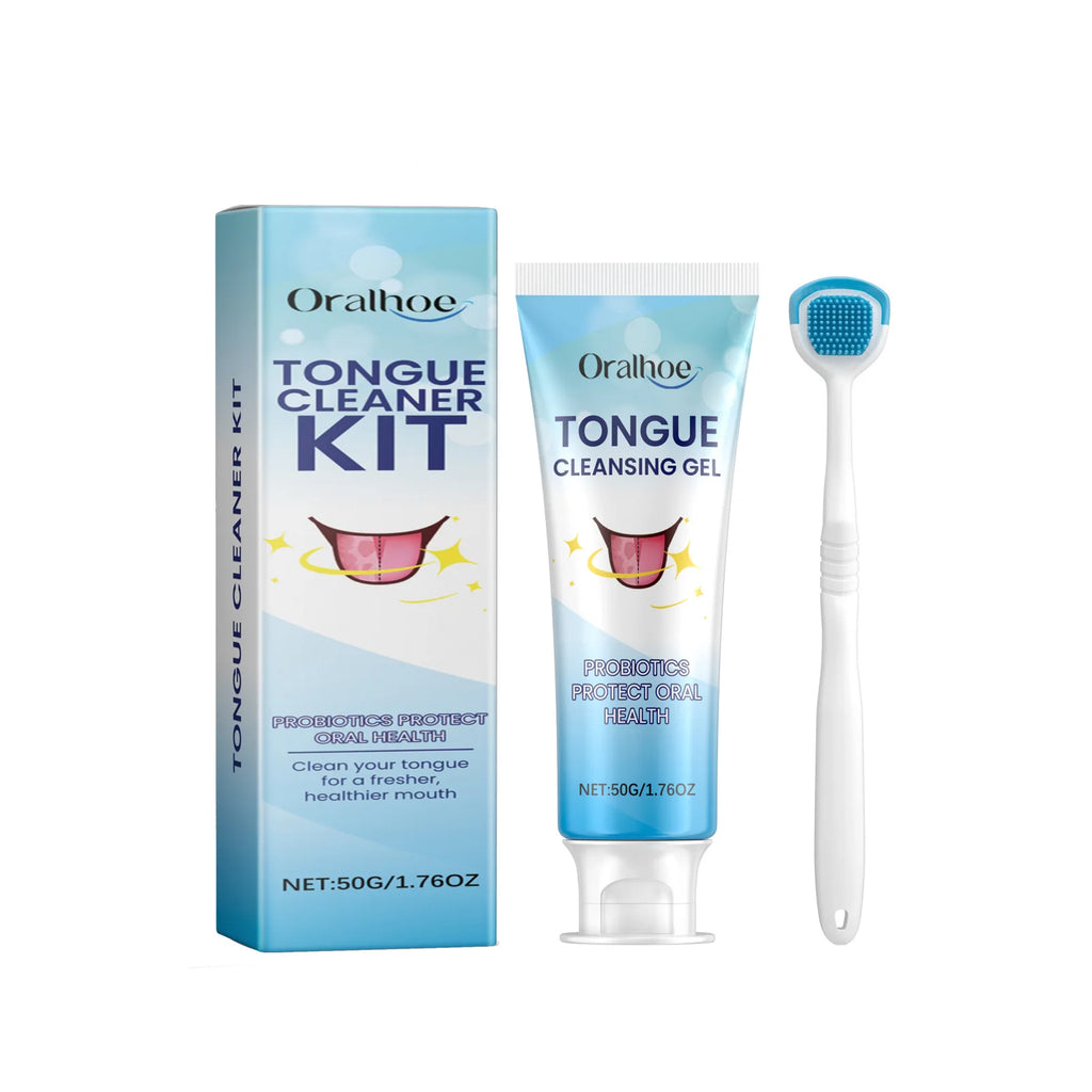 Oralhoe Tongue Scraper Kit with Brush & Cleaning Gel | Fresh Breath
