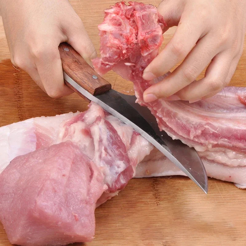 Mongolian Curved Boning Knife – Stainless Steel Scimitar
