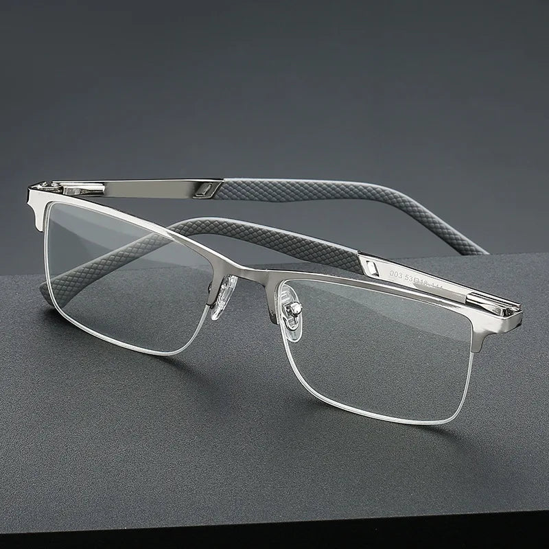 Men's Blue Light Blocking Reading Glasses | Half Frame Steel