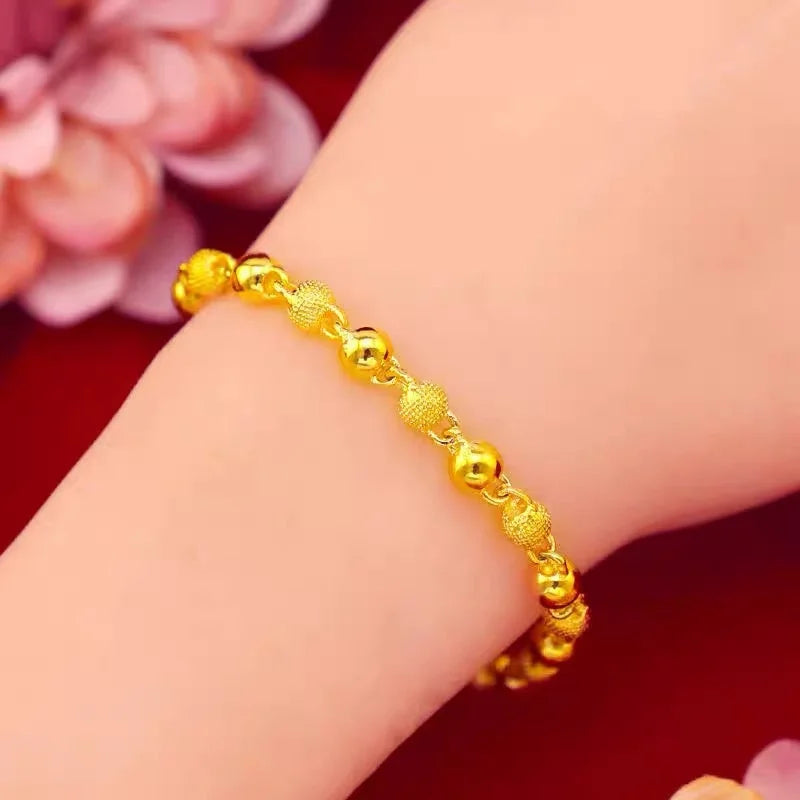 Gold Plated Ball Bead Bracelet – Women's Fashion Chain Jewelry