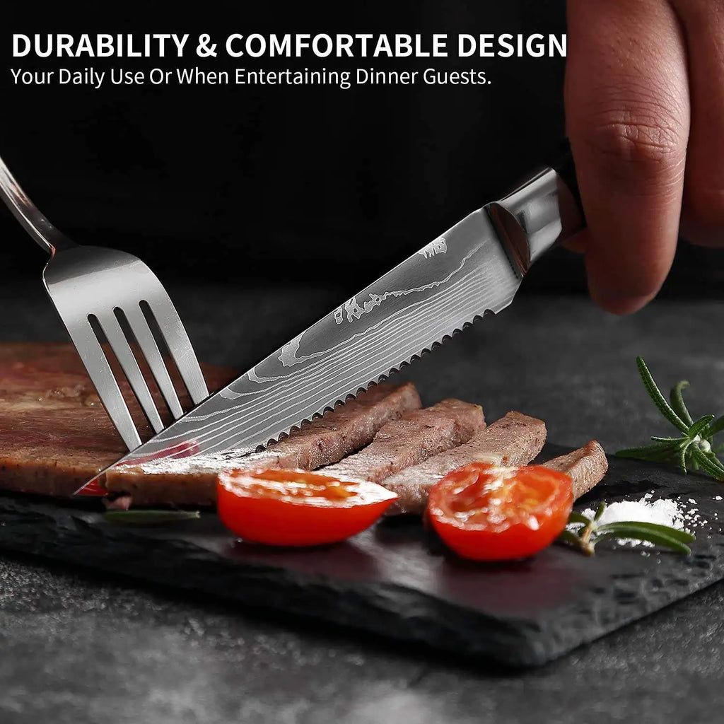 Damascus Steak Knife Set 1–8 Pcs | 4.5" Stainless Steel