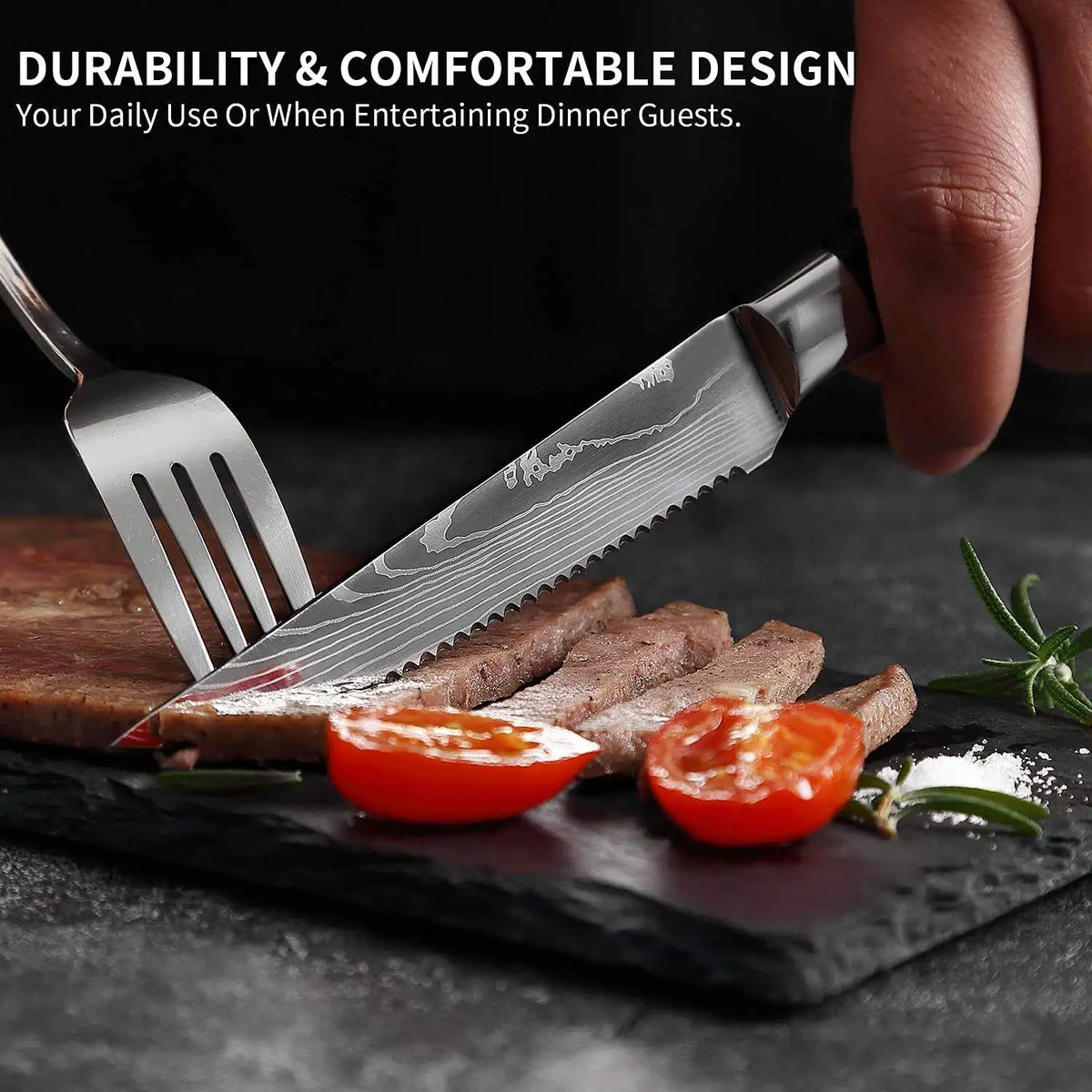 Damascus Steak Knife Set 1–8 Pcs | 4.5" Stainless Steel