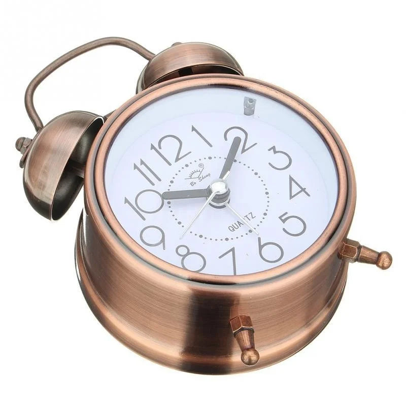 Vintage Retro Dual Bell Alarm Clock – Silent & Night Light