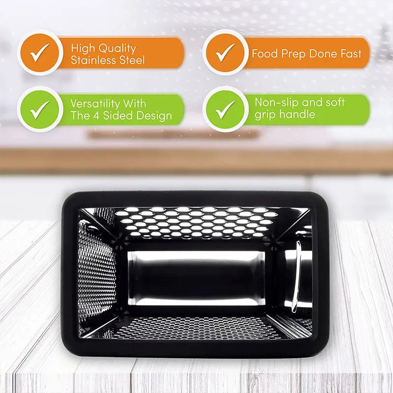 4-Sided Stainless Steel Box Grater with Container & Lid