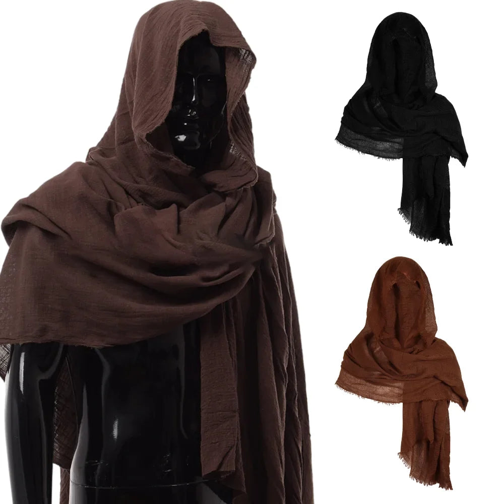 Cosplay Men's Medieval Pirate Retro Hood Scarf Black Green Wrap Cloak