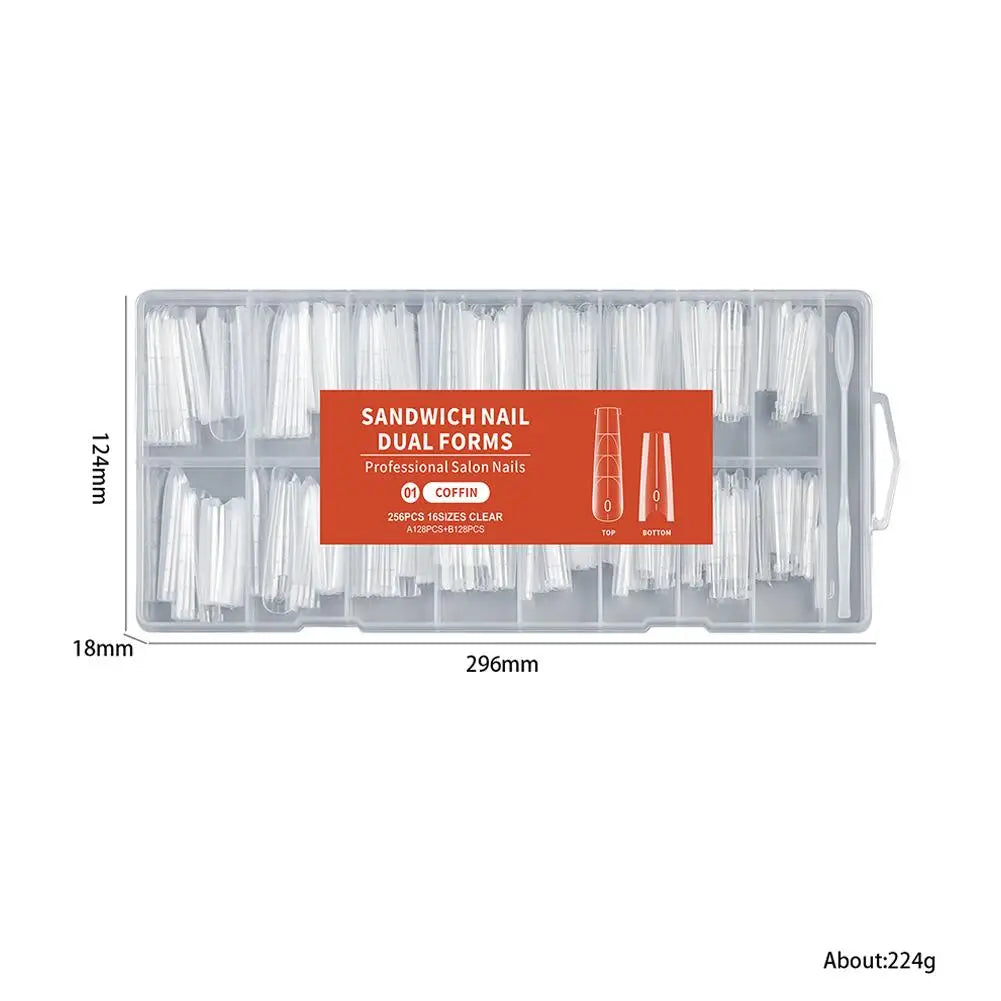 256-Piece Dual Form Nail Tips | Full Cover Gel Extension Kit