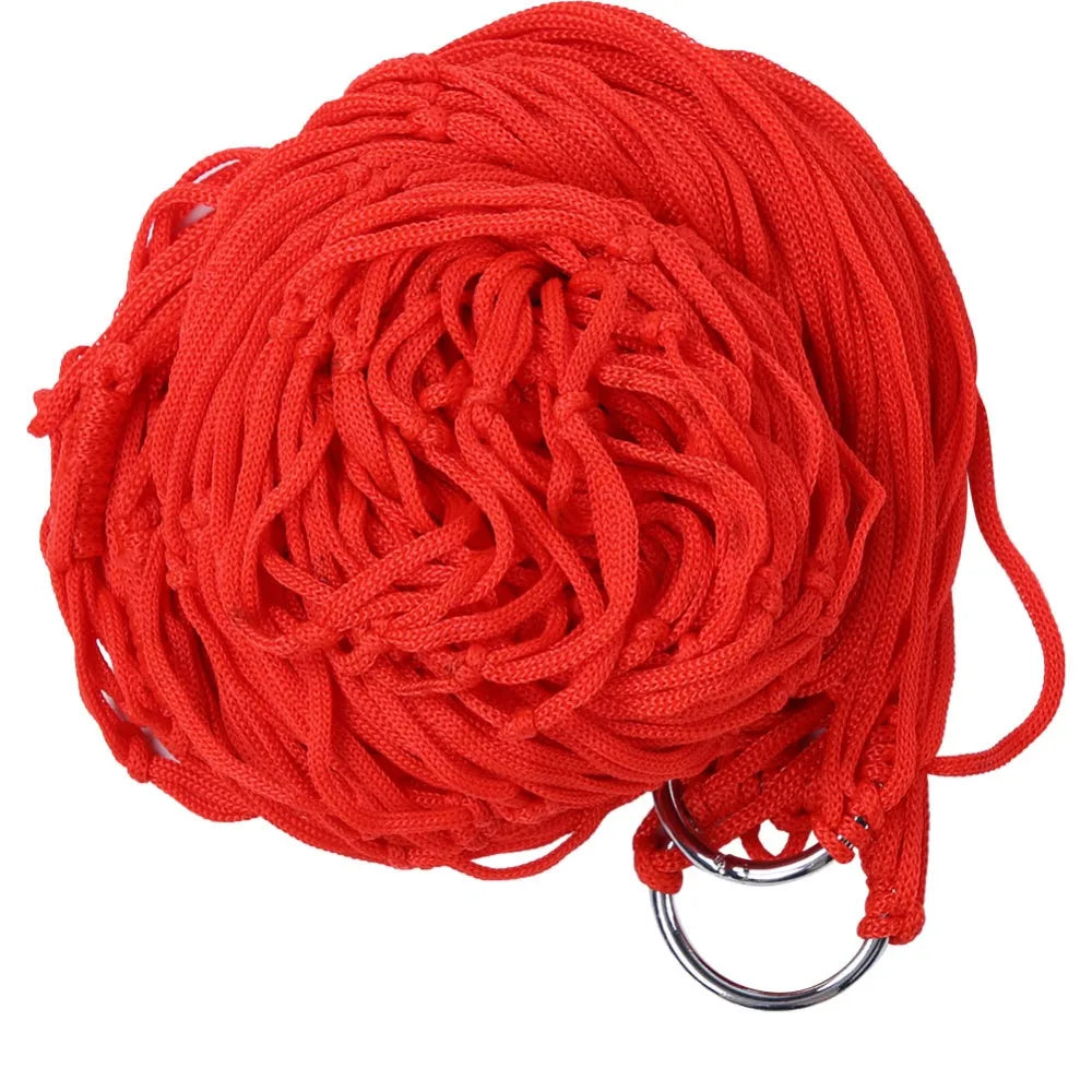 Colorful Nylon Mesh Double Hammock for Camping & Outdoor Use