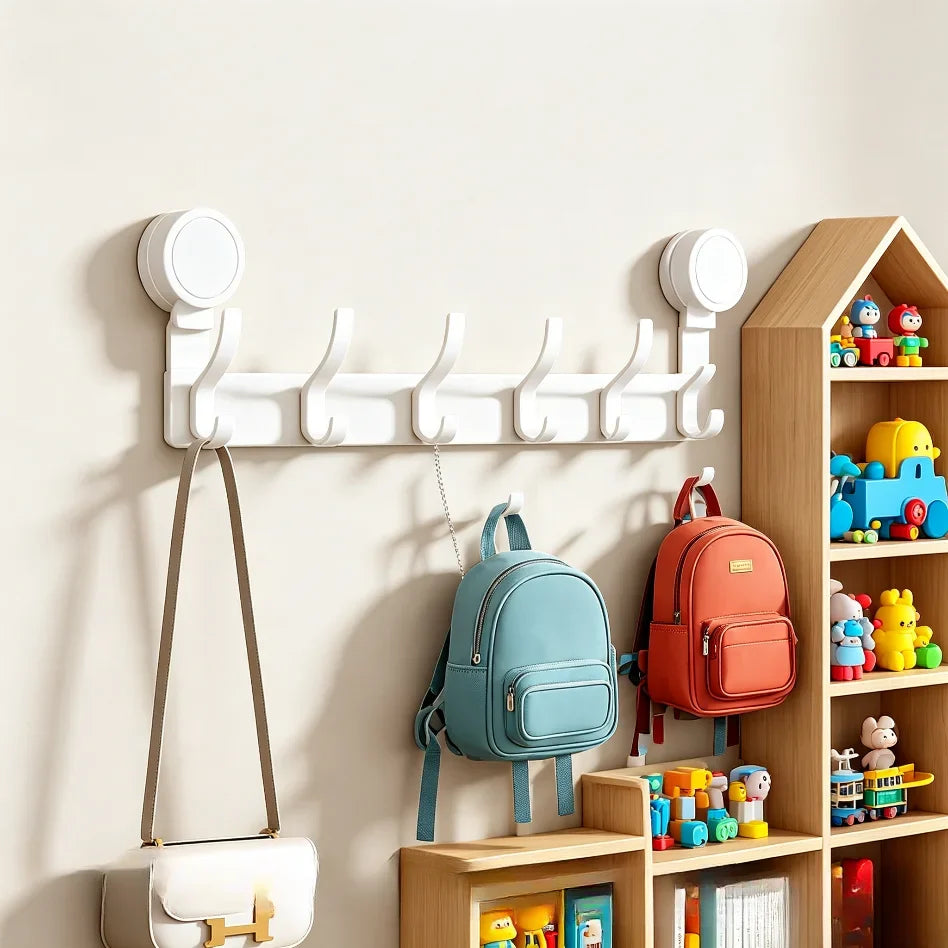 No-Drill Suction Cup Wall Hooks | 8-Hook Heavy Duty Organizer