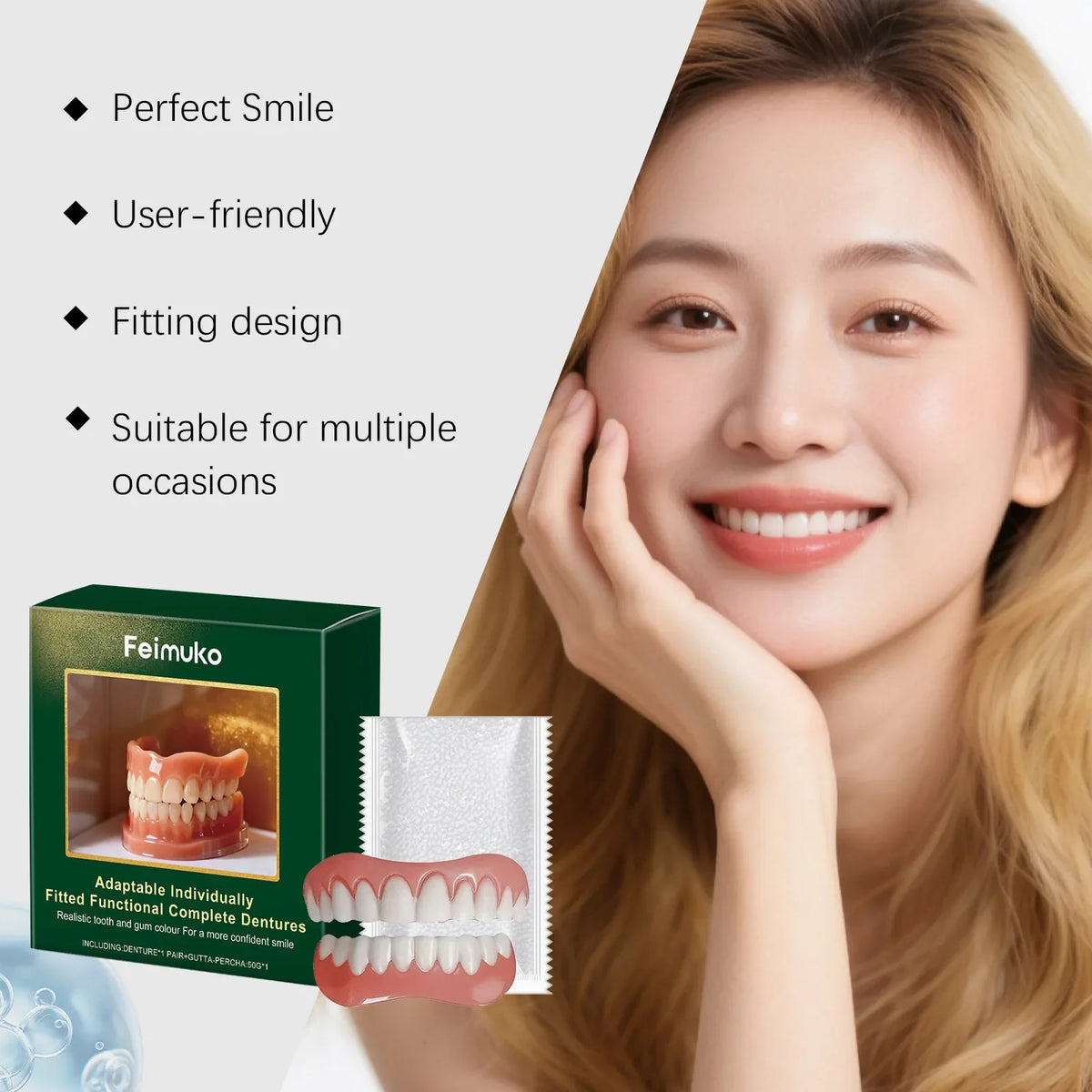Silicone Denture Set – Comfort Fit Temporary Fake Teeth Kit