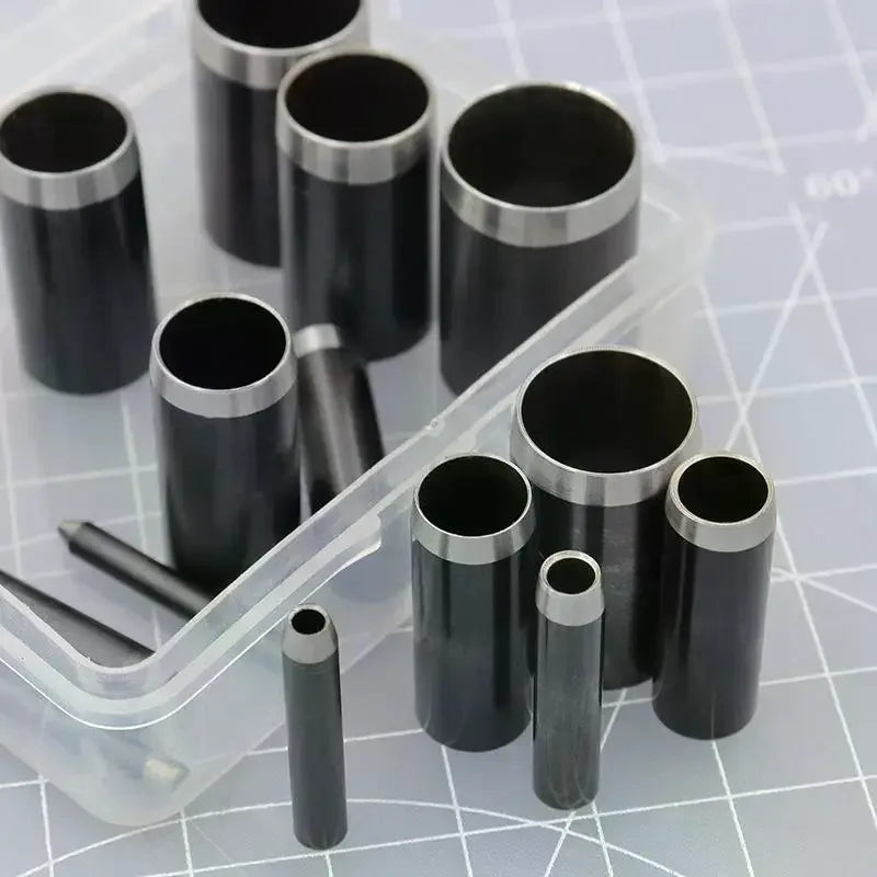 15 Sizes Round Hole Punch 1- Hollow Cutter Tool Storage Case Leather