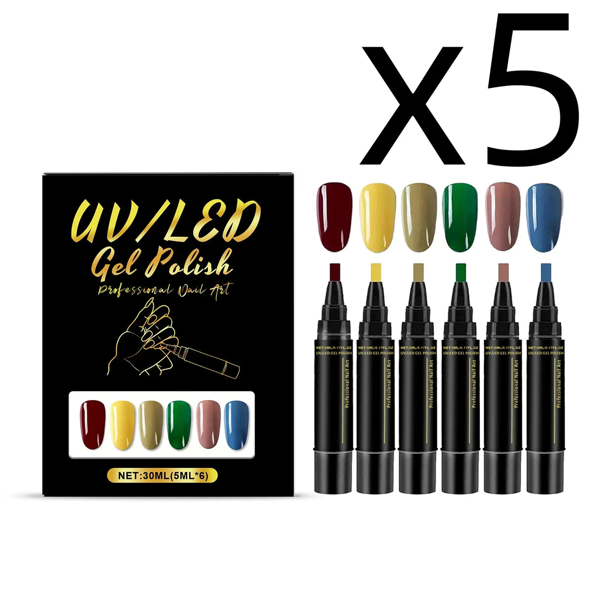 6-Color DIY Nail Art Polish Pen Set – Quick Dry & Long Wear