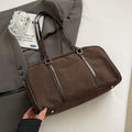 Suede Frosted Boston Bag – Large Capacity Women's Shoulder Bag