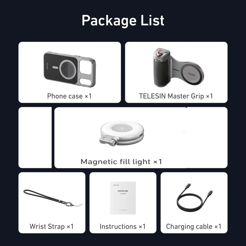 TELESIN Master Phone Camera Grip IPhone17 Max Magnetic Hand Holder