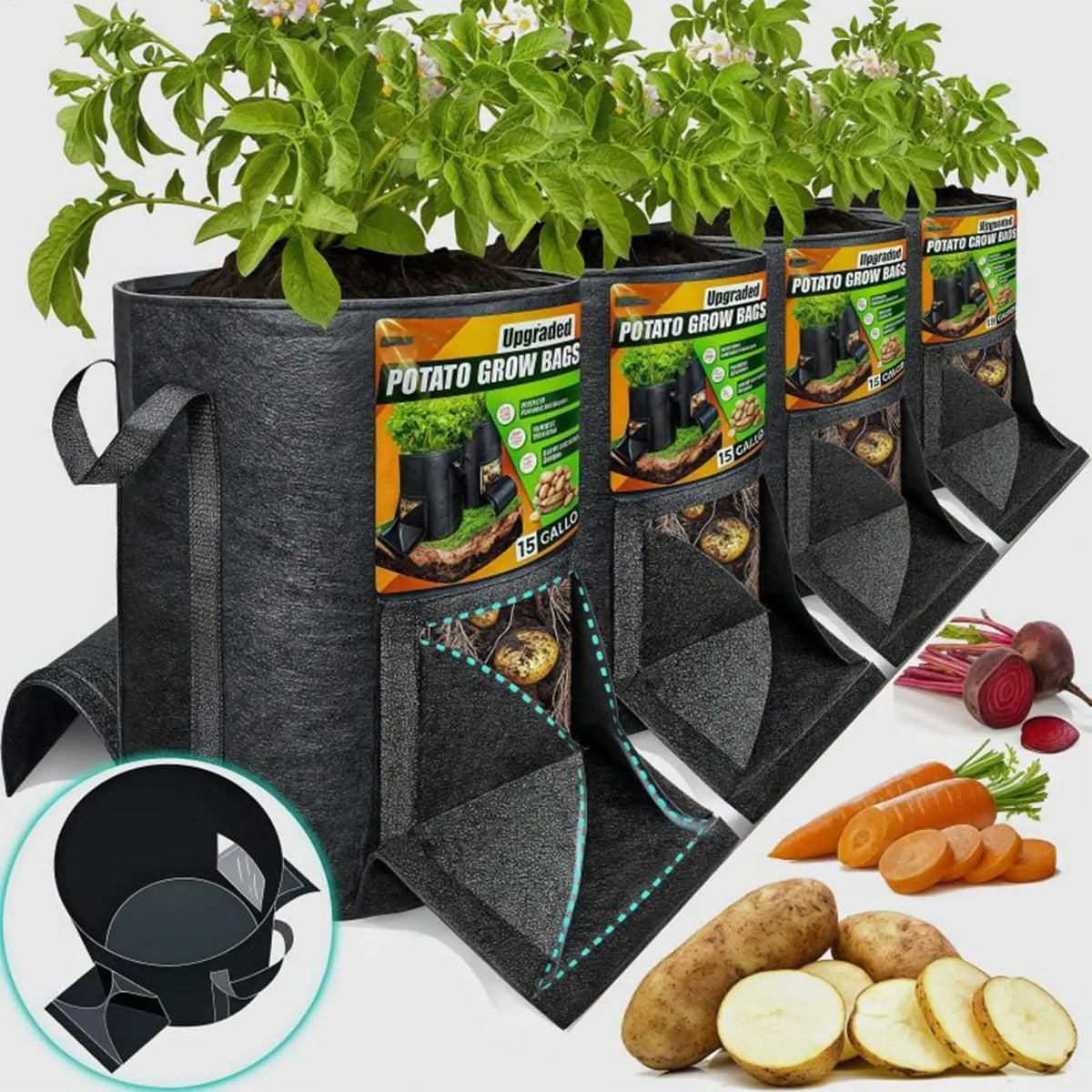 Non-Woven Fabric Grow Bags | Vegetable Planter for Garden & Patio