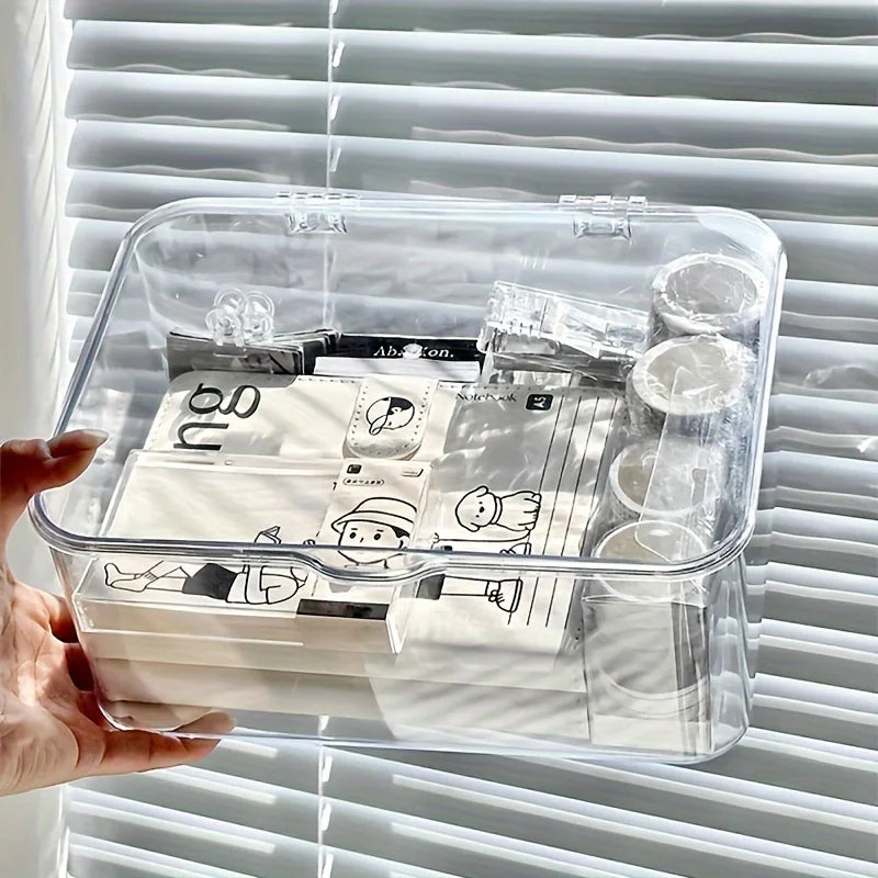 Acrylic Clear Stationery Organizer Box Clamshell Design