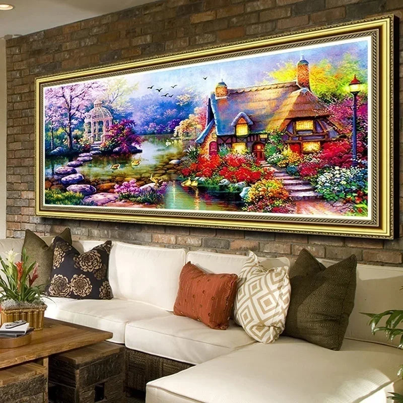 5D DIY Diamond Painting Kit – Garden Lodge Landscape Cross Stitch