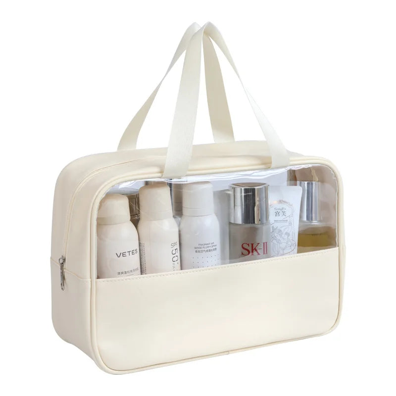 Portable Travel Cosmetic Bag Women Transparent Makeup Large-capacity