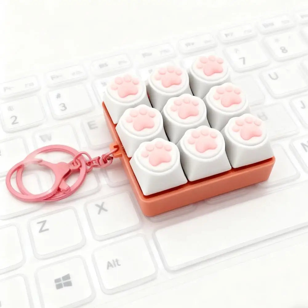 9-Key Cat Paw Mechanical Keyboard Fidget Toy & Stress Keychain