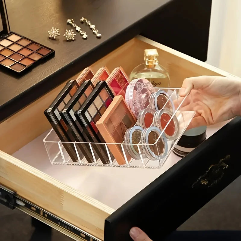 7-Compartment Clear Makeup Organizer – Cosmetic Storage Tray
