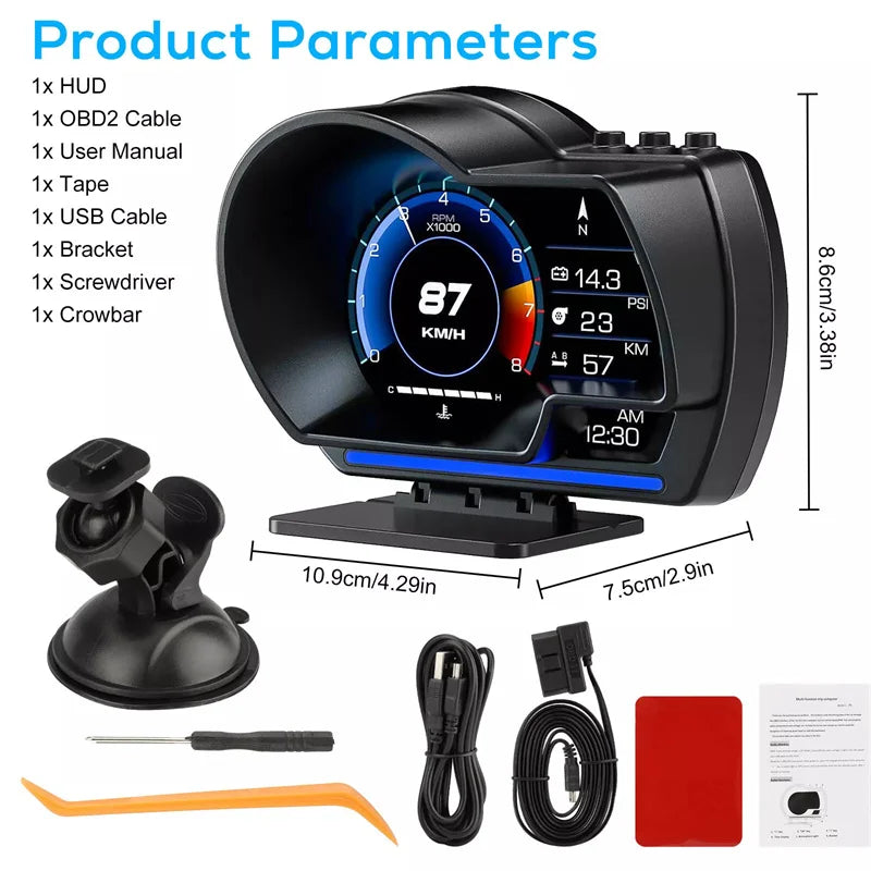 OBD2 & GPS Dual HUD Speedometer – Multi-Function Car Display
