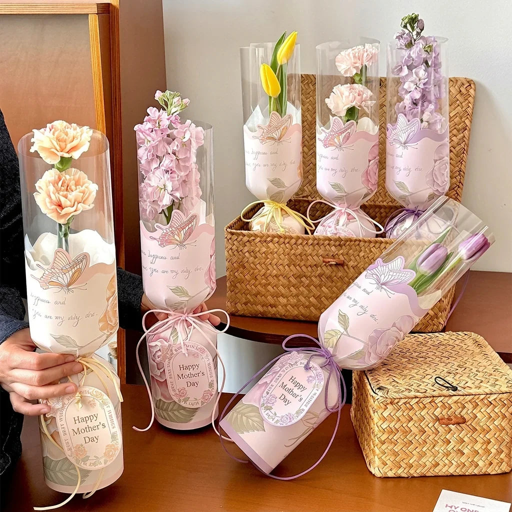 Rose Flower Bouquet Packaging Bags Wrapping Mother's Day Wedding