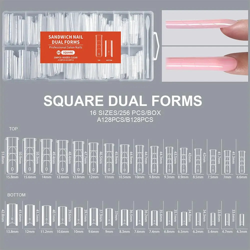 256-Piece Dual Form Nail Tips | Full Cover Gel Extension Kit