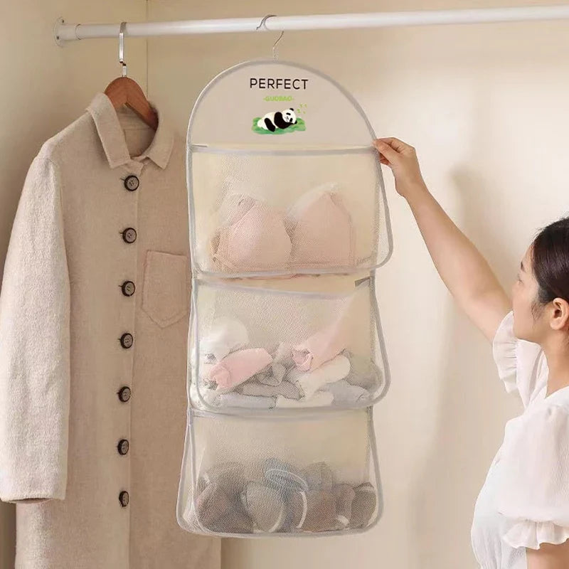 Wall Hanging Mesh Storage Bag – Wardrobe & Closet Organizer