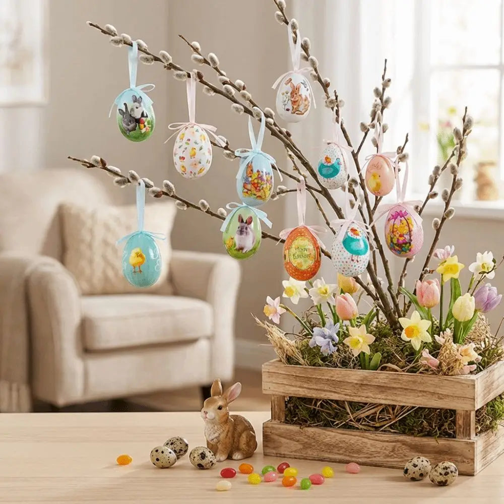 Painted Foam Easter Egg Hanging Ornaments – 3 Pack DIY Décor